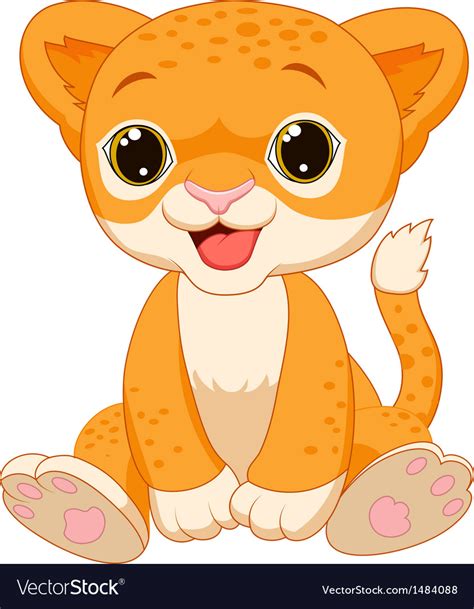 Cute Baby Lion Cartoon Royalty Free Vector Image