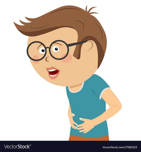 Little Nerd Boy Having Stomach Ache Royalty Free Vector