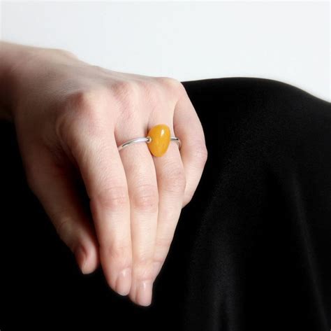 Two Finger Ring With Amber By Dorota Todd