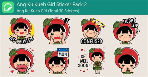 Ang Ku Kueh Girl Sticker Pack 2 Whatsticker