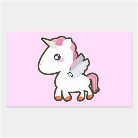 Kawaii Unicorn Rectangular Sticker Zazzle