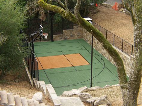 New backyard #vicewave themed basketball court just finished. Backyard Sport Court Multi-Game, Outdoor Residential ...