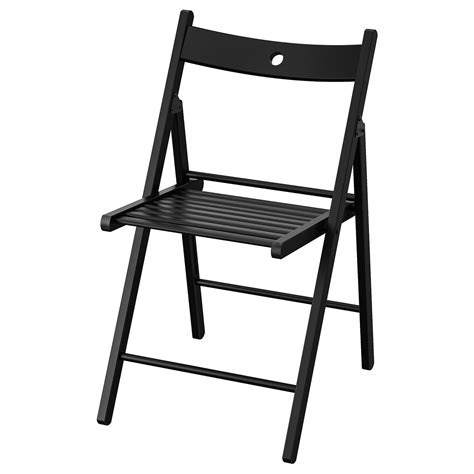 One chair is counter height and not yet assembled. TERJE Folding chair, black - IKEA
