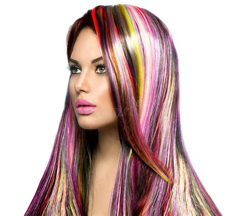 Beauty Girl With Colorful Dyed Hair Stock Photo Image Of Rainbow