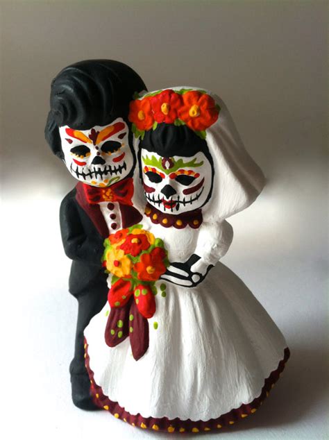 Day Of The Dead Wedding Cake Topper Dia De Los Muertos Sugar Skull Wedding Couple Figurine Bride