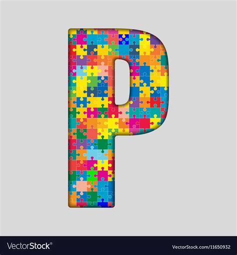 Color Puzzle Piece Jigsaw Letter P Royalty Free Vector