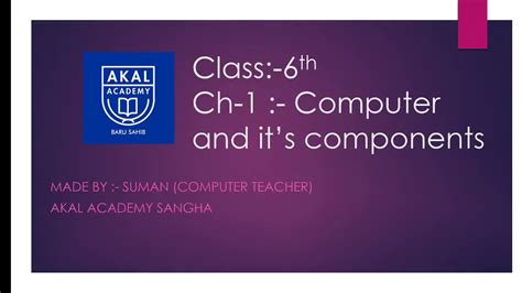 Class 6 Chapter 1 Computer And Its Components Explanation Youtube