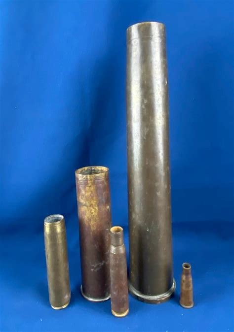 Antique Wwii Brass Casing Artillery Shells 40mm Plus Others Trench Art