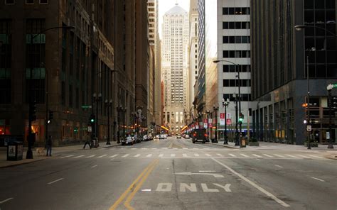 Free Download City Street Of Chicago In Usa Skyscrapers Wallpaper