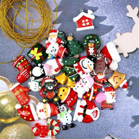 30pcs Mini Resin Christmas Ornaments Diy Xmas Tree Hanging Decoration