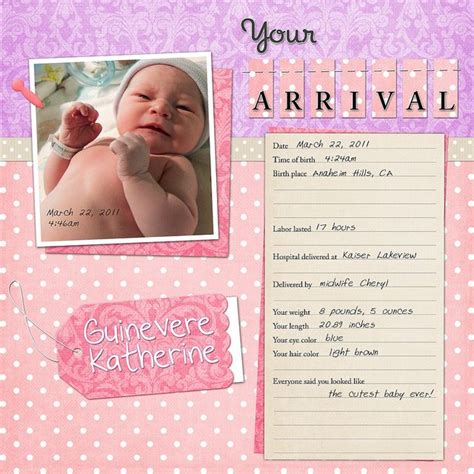 Your Arrival Baby Girl Scrapbook Baby Scrapbook Baby Scrapbook Pages