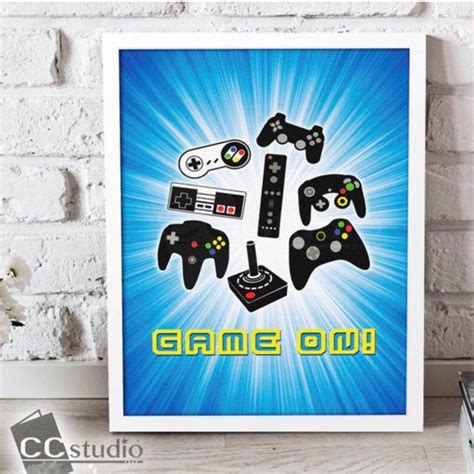 Game On Video Game Wall Art Etsy Game Gaming Wall Art