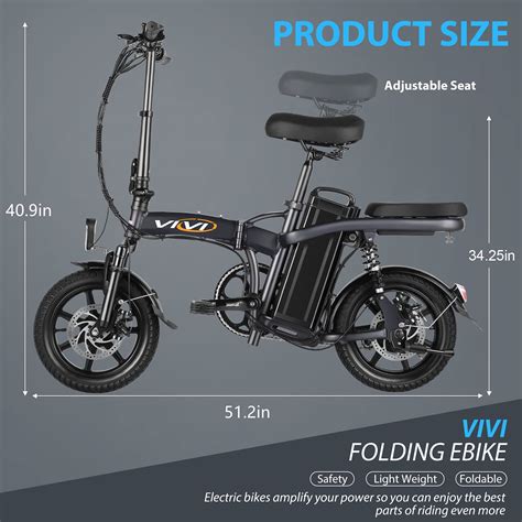 Vivi Folding Electric Bike With 350w Motor 48v 20ah Removable Battery 14 Inch Small Fat Tire