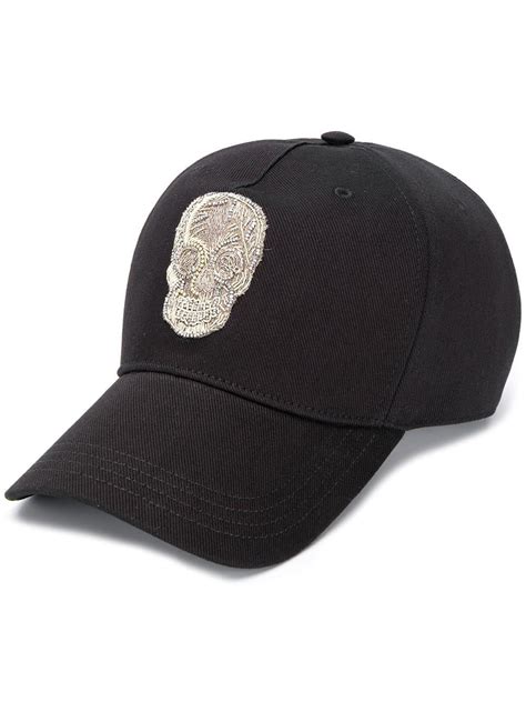 Alexander Mcqueen Cotton Embroidered Skull Baseball Cap In Black For