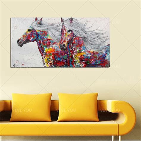 Colorful Secret Cute Handsome Horse Oil Painting On Canvas For Room