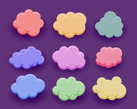 Free Vector Collection Of Colorful Fluffy Clouds Icons For Daytime Season