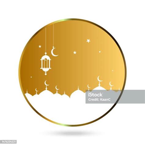 Ramadhan Kareem Dan Siluet Masjid Islam Dengan Lampion Gantung Hias
