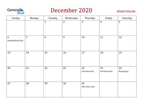 This post may contain affiliate links, which means i may receive a commission if you click a link and purchase. December 2020 Calendar - Aland Islands