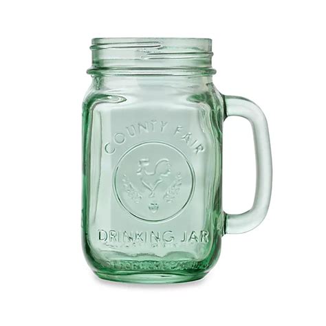 Libbey Glass County Fair 165 Ounce Mason Drinking Jar In Light Green