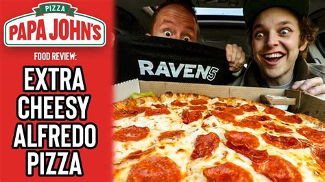 Eating New Papa John S Extra Cheesy Alfredo Pizza Youtube