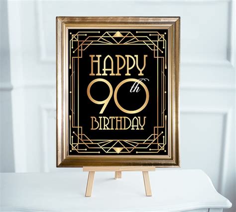 Happy 90th Birthday Sign Printable Birthday Poster Ninetieth Etsy Canada