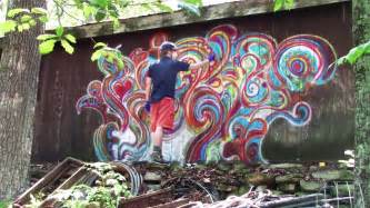 Spray Paint Swirl Art On A Wall Graffiti Doodling With Spray Paint
