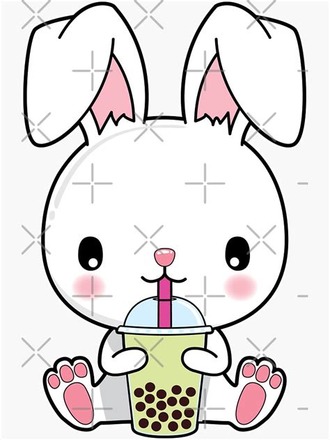 Bunny Rabbit Drinking Boba Tea Sticker For Sale By Jmbeezee Redbubble