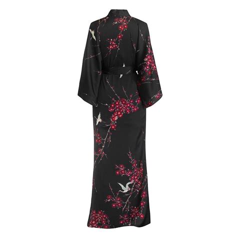 Cherry Blossom And Crane Kimono Robe Womens Kimono Kimono Robe