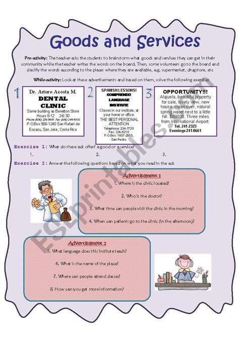 Goods And Services Worksheet