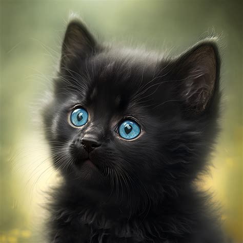 Cute Black Kitten With Blue Eyes