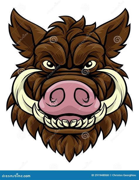 Boar Wild Hog Razorback Warthog Mascot Pig Cartoon Stock Illustration