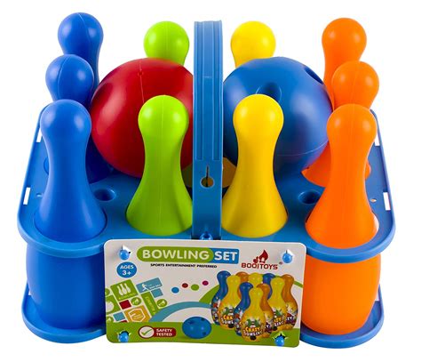 Toy Bowling Play Set Deluxe For Children Childrens Colorful 12 Piece