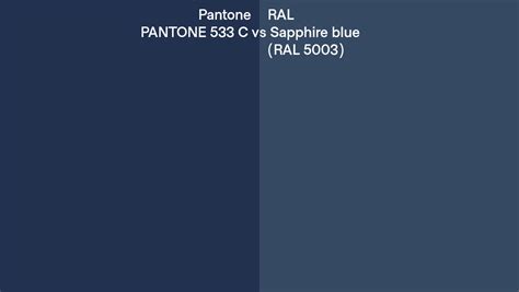 Pantone 533 C Vs Ral Sapphire Blue Ral 5003 Side By Side Comparison