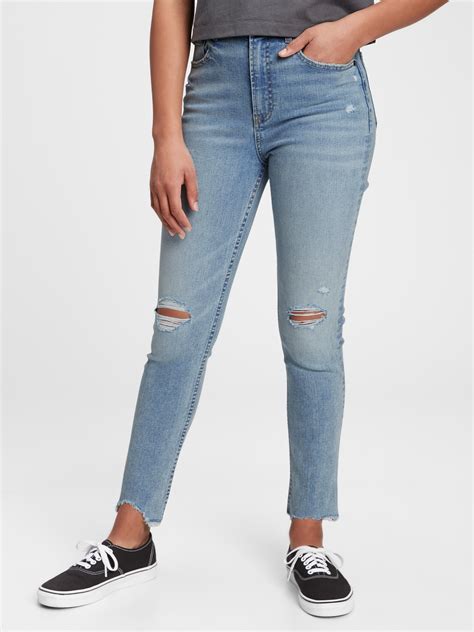 Teen Sky High Rise Skinny Ankle Jeans With Max Stretch Gap