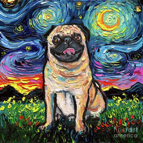 Fawn Pug Night Painting By Aja Trier Fine Art America