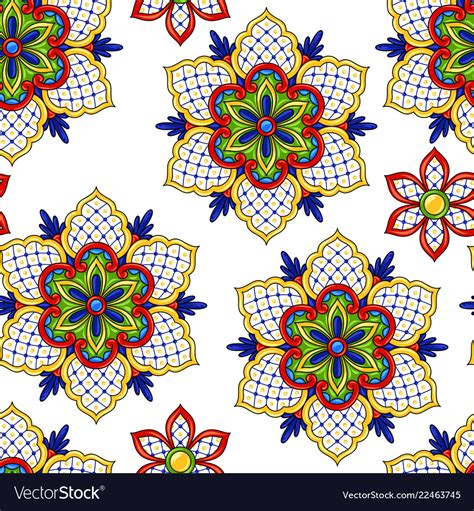 Mexican Seamless Pattern Flowers Royalty Free Vector Image