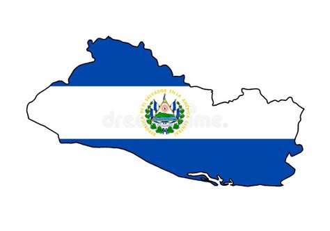 El Salvador Isolated Black Outline Silhouette Map Stock Illustration