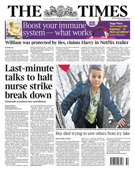 Times Front Page Th Of December Tomorrow S Papers Today