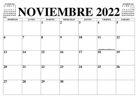 Calendario Noviembre 2022 2023 El Calendario Noviembre 2022 2023 Para