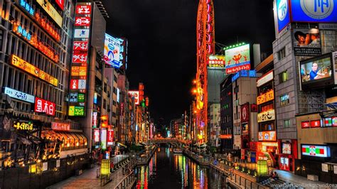 Osaka Asia Street Lights City Buildings Osaka Wallpaper 4k Wallpaperuse