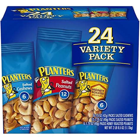 Peanuts Planters Nuts Variety Pack 175 Oz Of 24 Snack Grocery