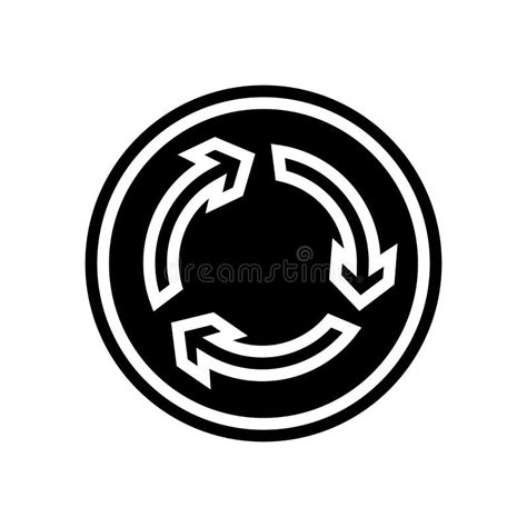 Roundabout Road Sign Glyph Icon Vector Illustration Stock Illustration