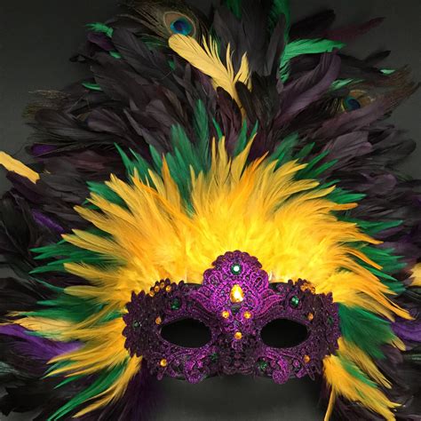 Purple Gold Mardi Gras Carnival Masquerade Ball Mask Party Etsy