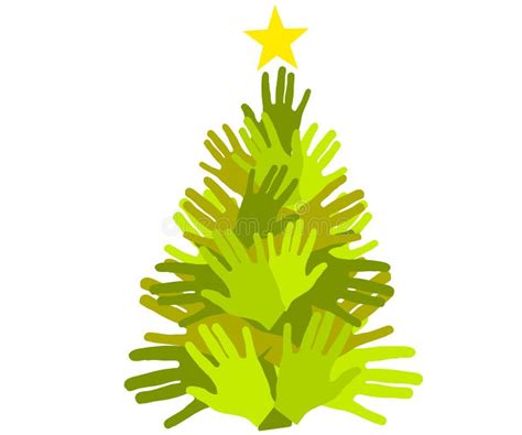 Christmas Tree Giving Hands Stock Illustration Illustration Of