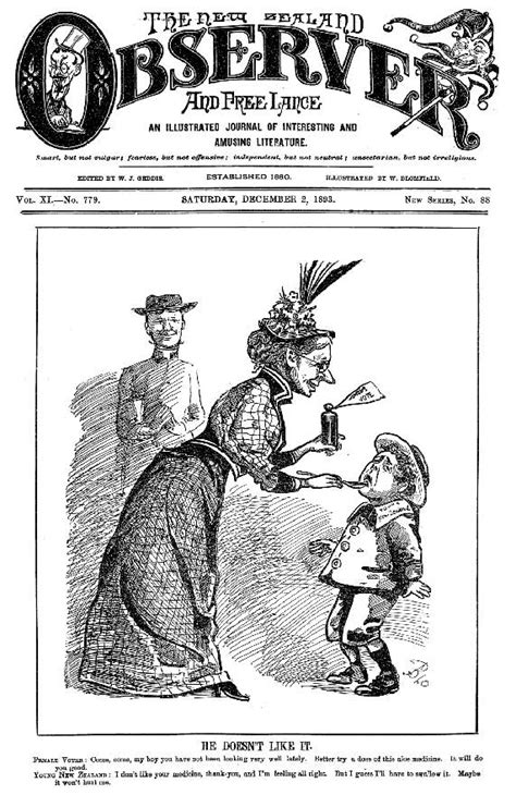 New Zealand Takes Its Medicine Suffrage Cartoon Nzhistory New