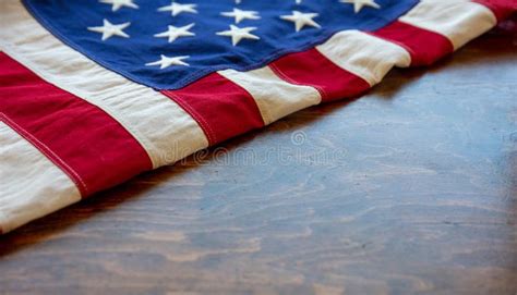 Usa Flag Us Of America Sign Symbol On Wood Closeup View Stock Photo