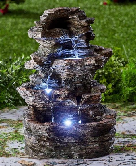 Homeadvisor's water feature cost guide provides average prices for backyard or indoor water fountains. Lighted Water Fountain Feature Stacked Stone Garden Light ...