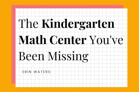 This Is the One Kindergarten Math Center You've Been Missing - Erin