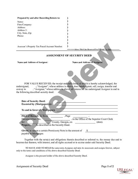 Georgia Assignment Of Security Deed Corporate Mortgage Assignment