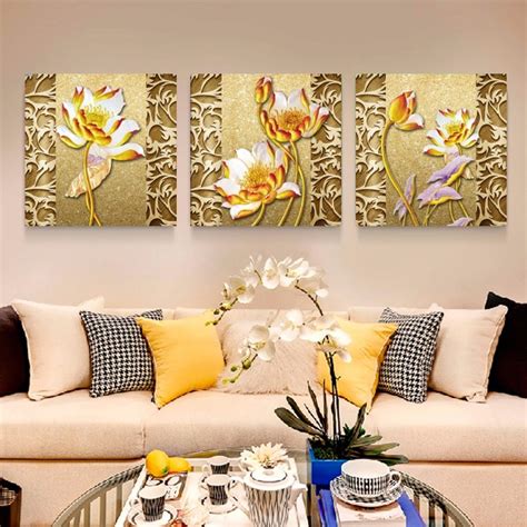 Art is a beautiful way to brighten up the home with style and personality. Home Decor Wall Art Canvas Painting Lotus Cheap Modern ...